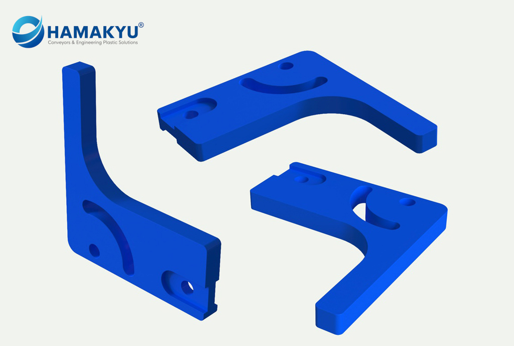 [130013034] Plastic trigger for packing machine Tokiwa N-405, made of Ertalon® 6 PLA PA6 blue, details as per drawing no. 130013034 (To Order Size)