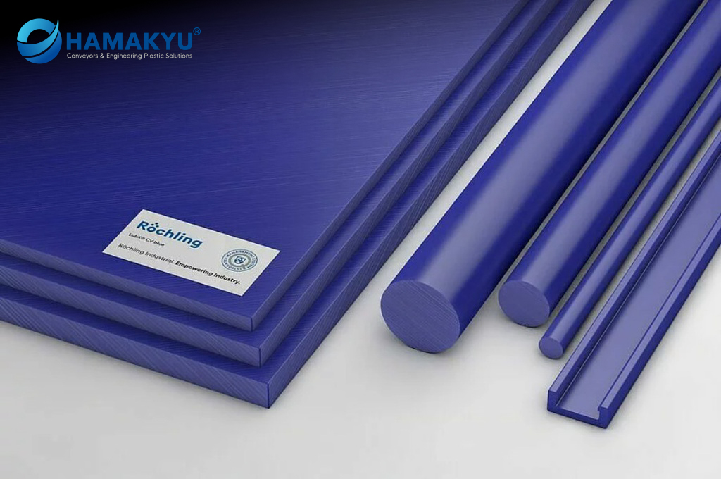 LubX® CV UHMW-PE/PE 1000 Blue Plate, Size: 25x1250x3000mm, Origin: Roechling/Germany