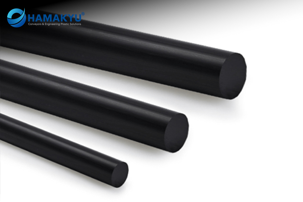 [131013730] Cây nhựa tròn màu đen Techtron® GF40 PPS kích thước 100x3000mm, xuất xứ: MCAM/Bỉ (Kích thước đặt hàng, 100x3000mm)